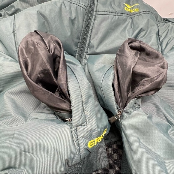 Erke Green Insulated Rain Wind Resistant Bomber Jackets Size XL Removable Hood - Picture 13 of 15